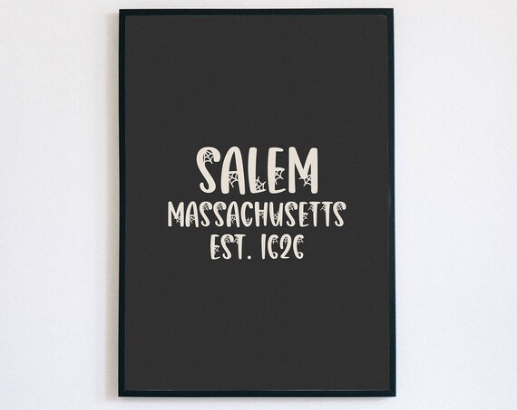 Salem Massachusetts Est 1626 Witch Town History Halloween Poster