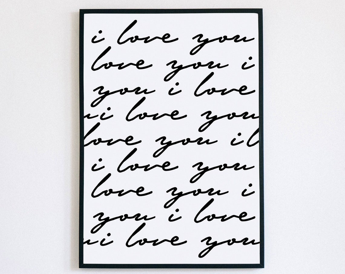 I Love You Repeated Script Typography Romantic Love Wall Poster