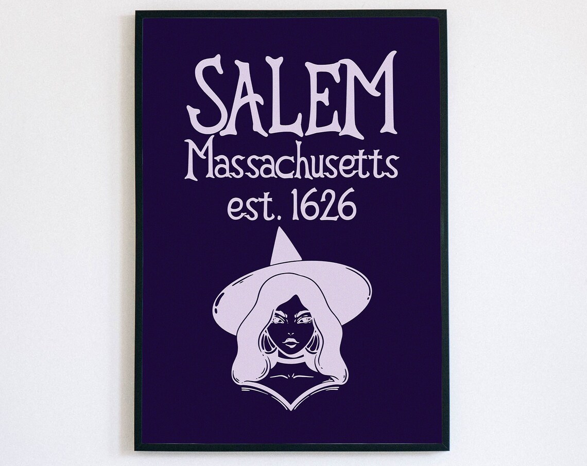 Salem Massachusetts Est 1626 Witch Portrait Halloween Travel Poster