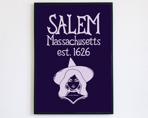 Salem Massachusetts Est 1626 Witch Portrait Halloween Travel Poster