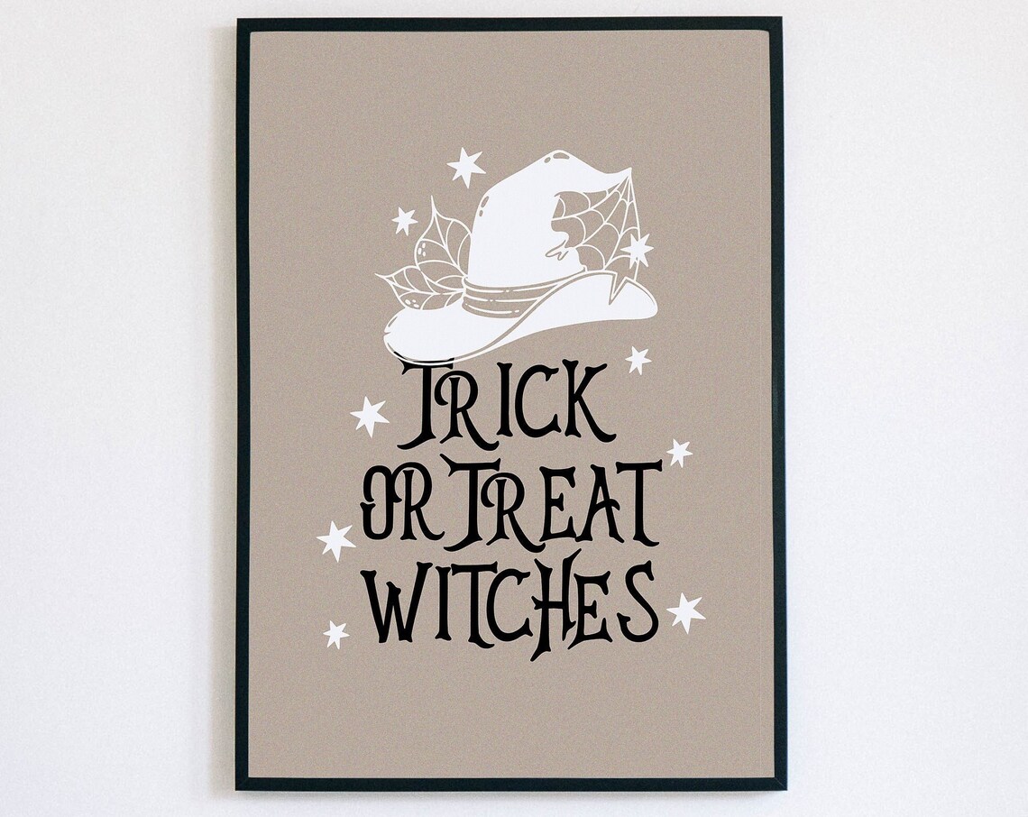 Trick or Treat Witches Witch Hat Stars Neutral Halloween Poster