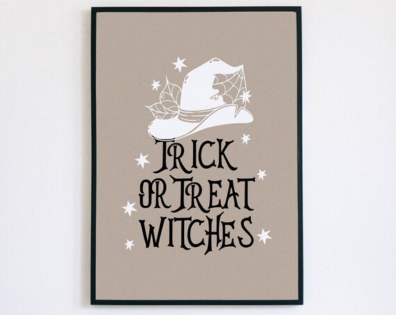 Trick or Treat Witches Witch Hat Stars Neutral Halloween Poster
