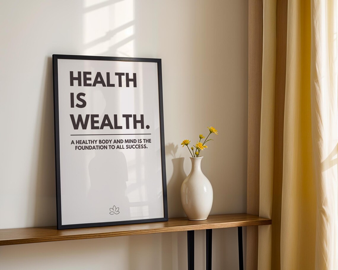 Motivational Health Is Wealth Poster, Minimalist Decor - Image 2