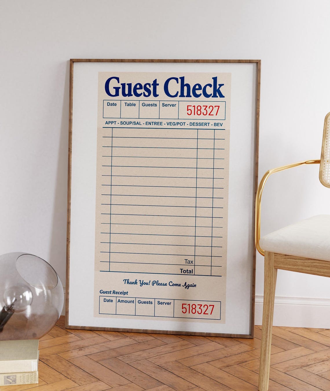 Oversized Blank Guest Check Vintage Restaurant Receipt Poster - Image 3