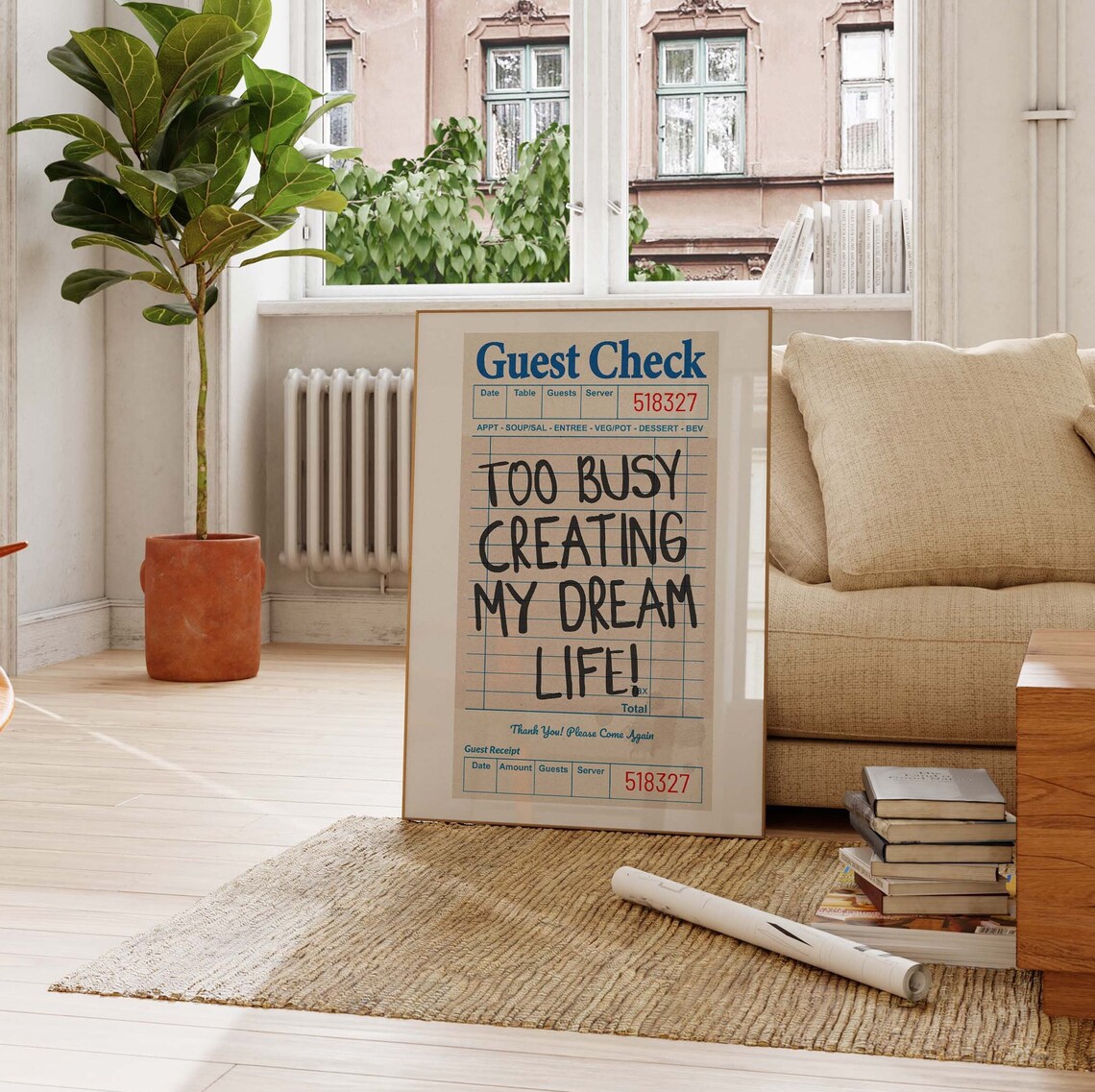 Too Busy Creating My Dream Life Black Guest Check Trendy Retro Poster - Image 3