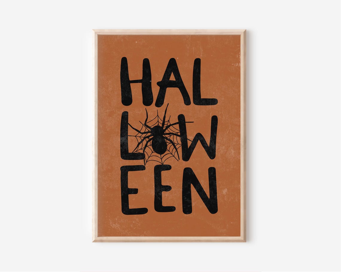 Halloween Stacked Block Letters Spider Burnt Orange Quote Poster - Image 2