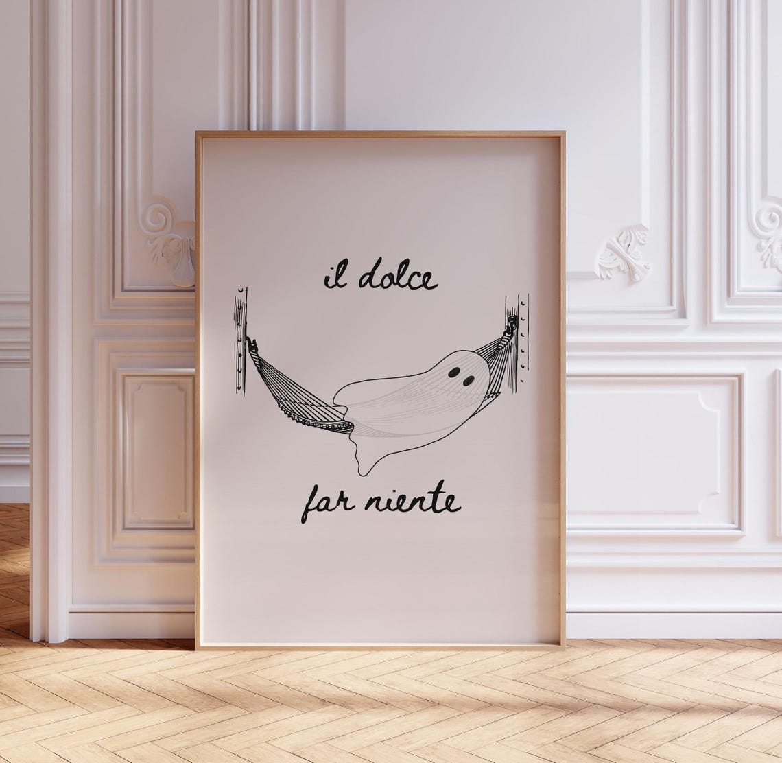 Il Dolce Far Niente Relaxing Ghost Hammock Italian Halloween Poster - Image 3