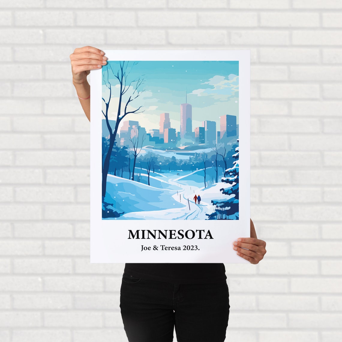 Minnesota Winter Snow Skyline Vintage Style Travel Art Poster - Image 2