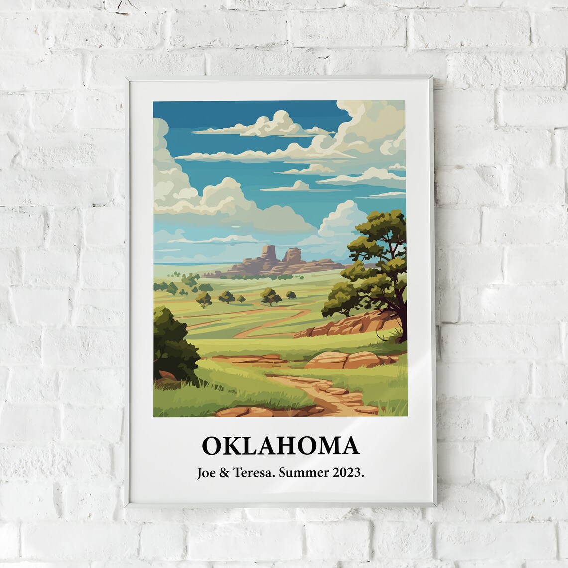 Oklahoma Prairie Mesas Big Sky Vintage Style Travel Art Poster