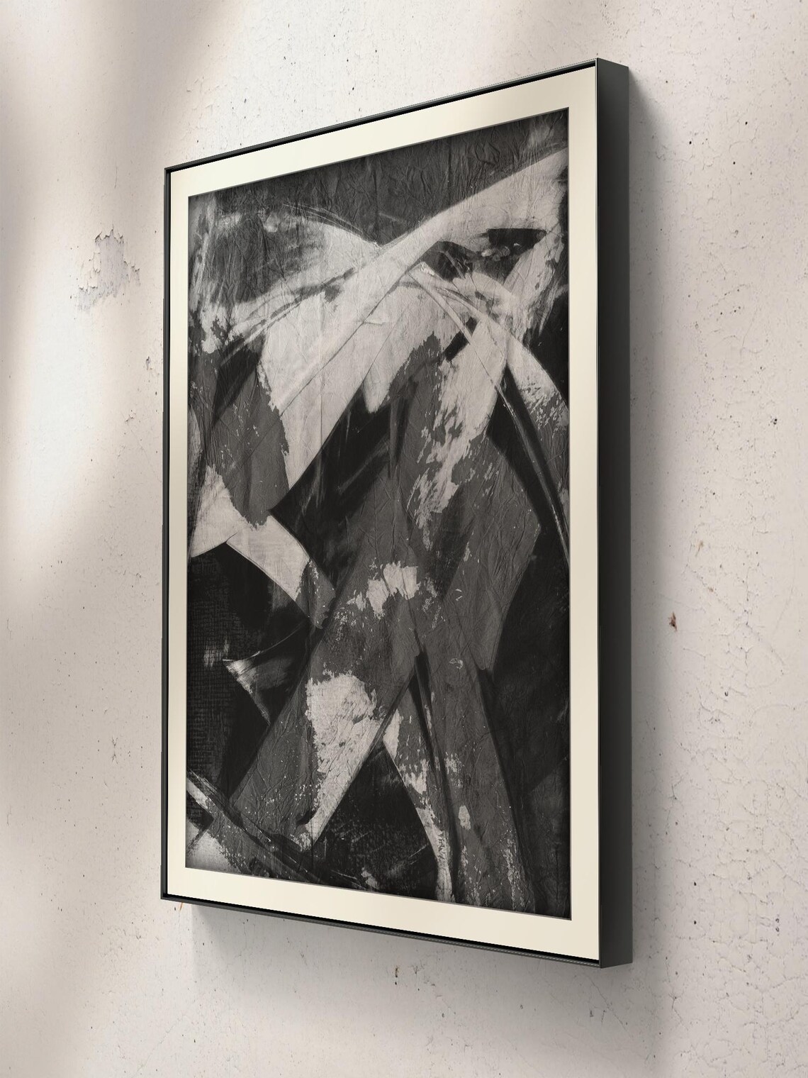 Abstract Nature Painting, Black And White Brushstrokes - Image 2