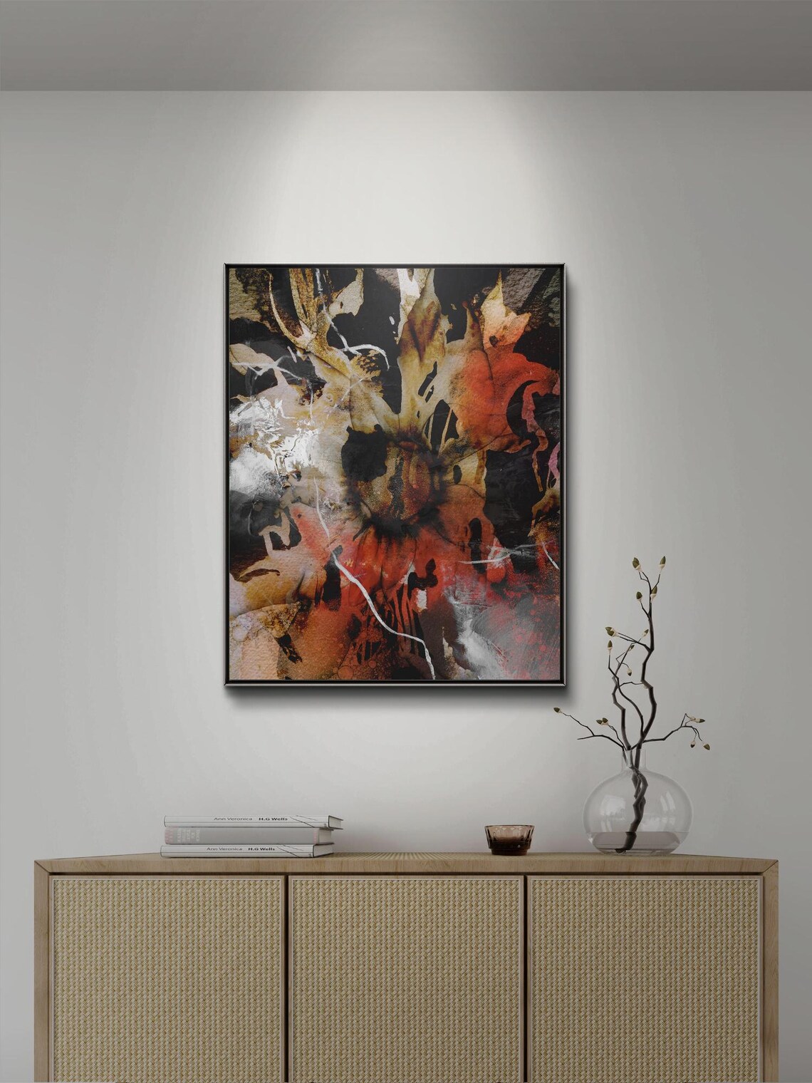 Abstract Nature Mixed Media Painting, Organic Shapes