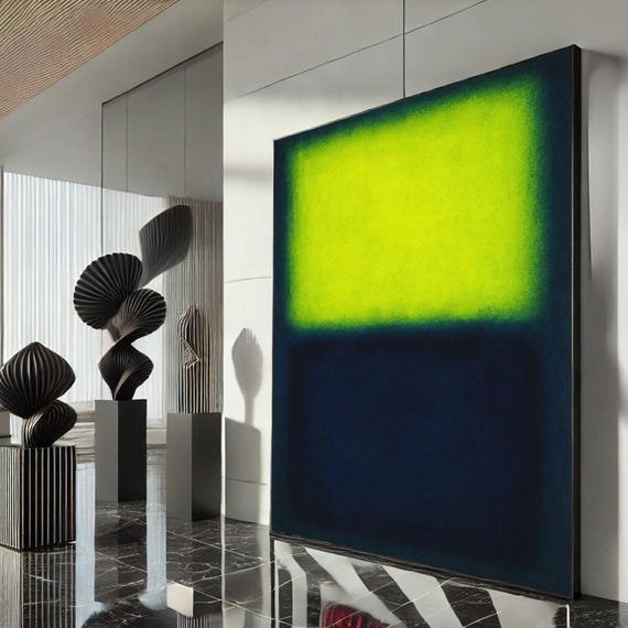 Rothko Style Blue And Yellow Canvas Iconic Color Field Painting Reproduction For Bold Modern Interiors