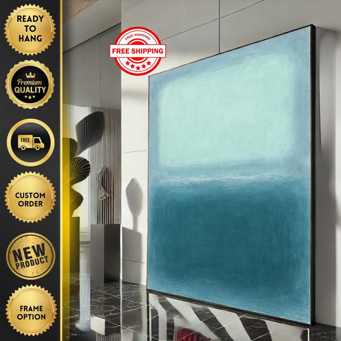 Deep Blue Color Field Abstract Minimalist Serene Blue Gradient Poster