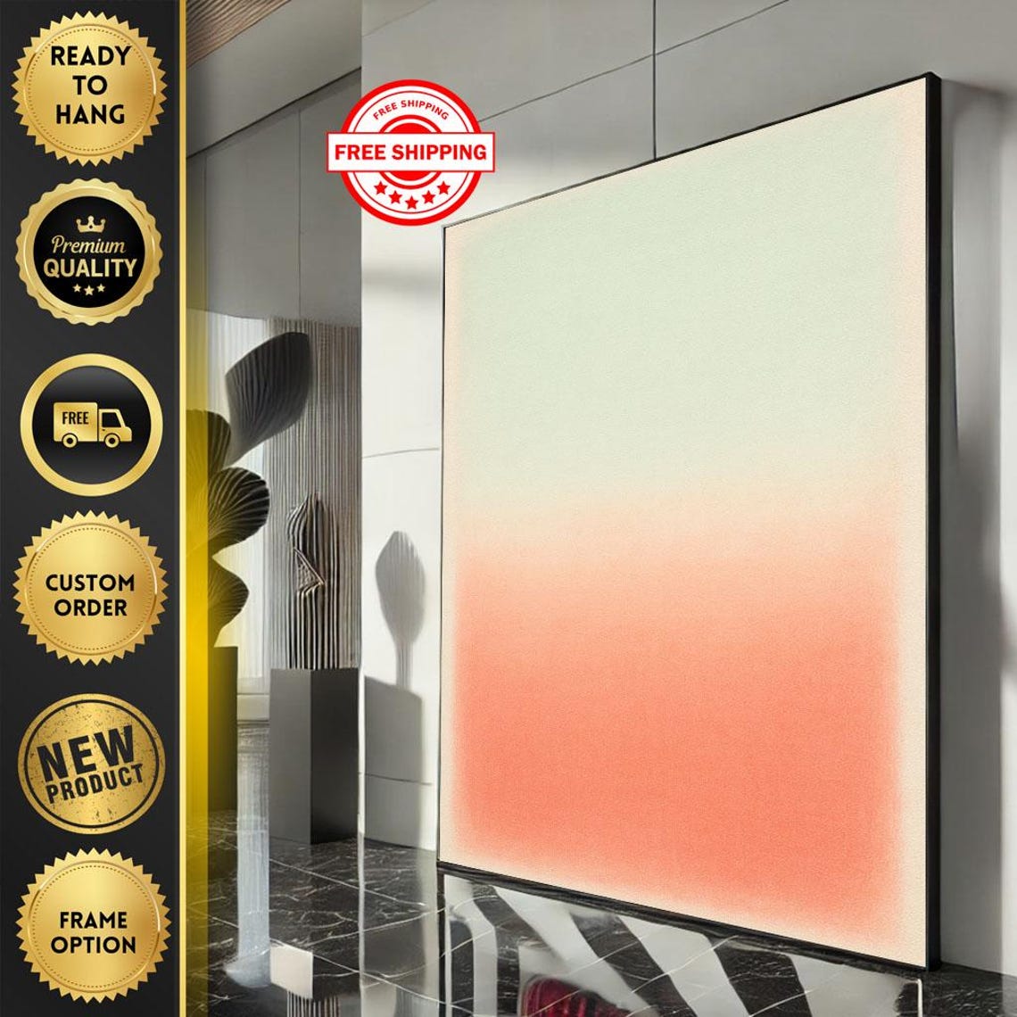 Rothko Inspired Peach White Color Field Abstract Minimalist Poster
