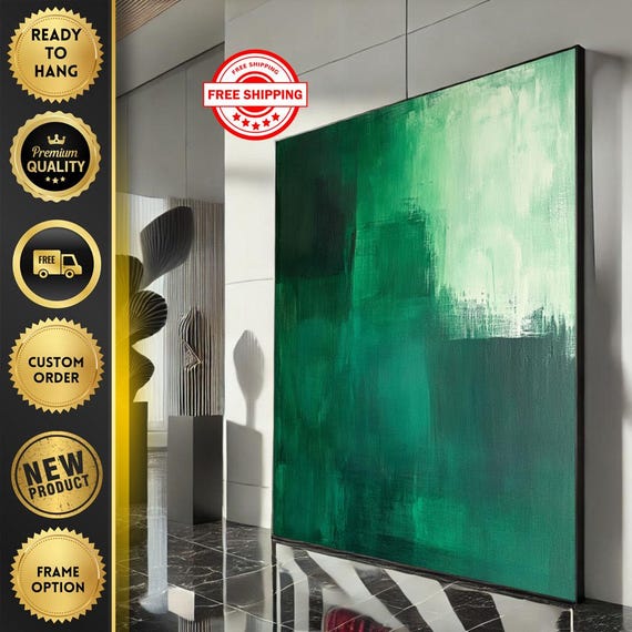 Mark Rothko Inspired Green Canvas Bold Color Field Painting For Modern Art Lovers Wall Print Living Room Decor