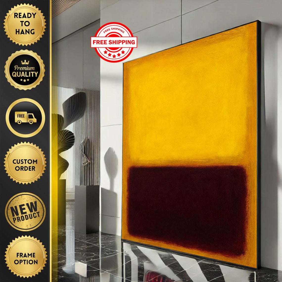 Golden Yellow and Deep Maroon Rothko Inspired Color Field Poster