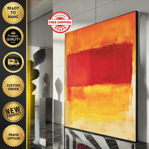 Mark Rothko Red And Yellow Canvas Iconic Color Field Painting Reproduction For Bold Modern Interiors