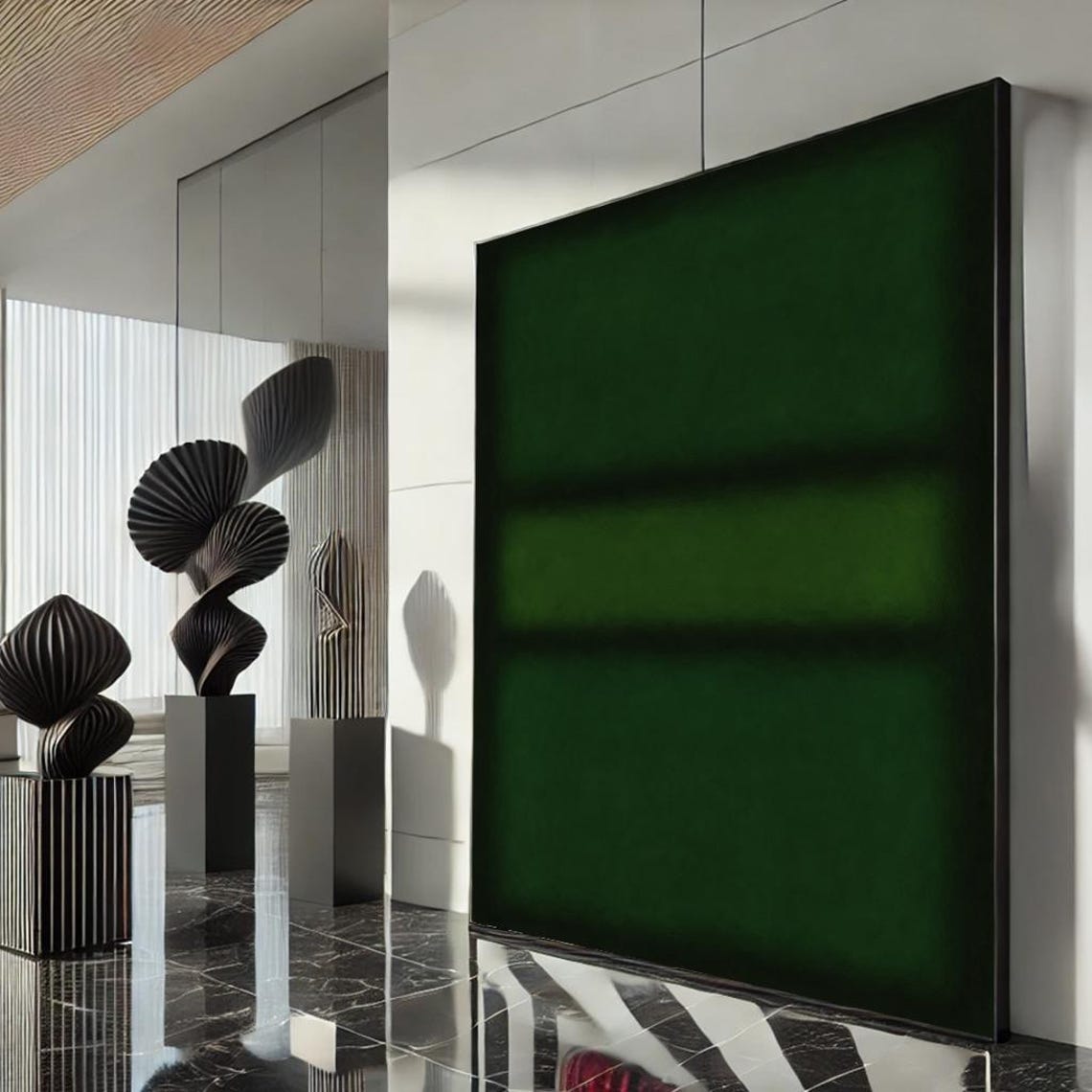 Green Color Field Abstract Modern Minimalist Calm Art Poster