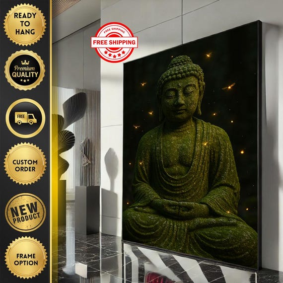 Calm Buddha Meditation Canvas Wall Art Print Zen Living Room Decor Ready To Hang