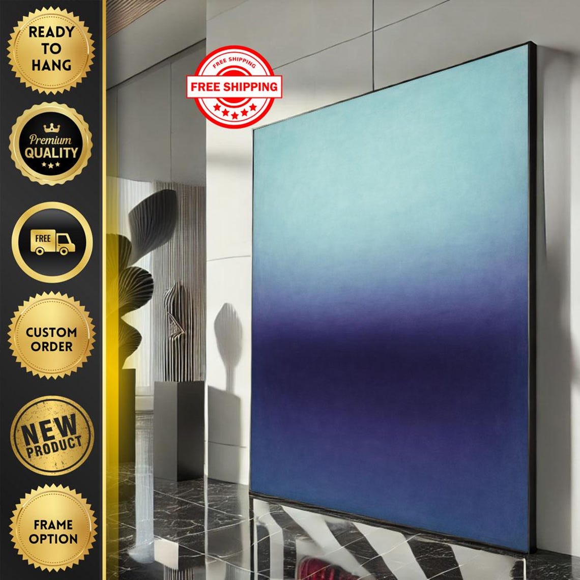Blue Ombre Gradient from Aqua to Indigo Rothko Style Art Poster