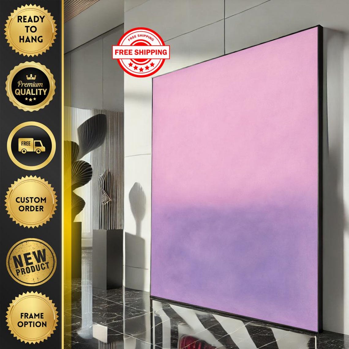 Rothko-Inspired Pink and Purple Soft Color Field Abstract Poster