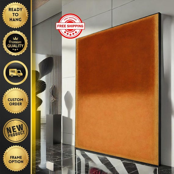 Mark Rothko Inspired Orange Canvas Bold Color Field Painting For Modern Living Room Decor Ready To Hang