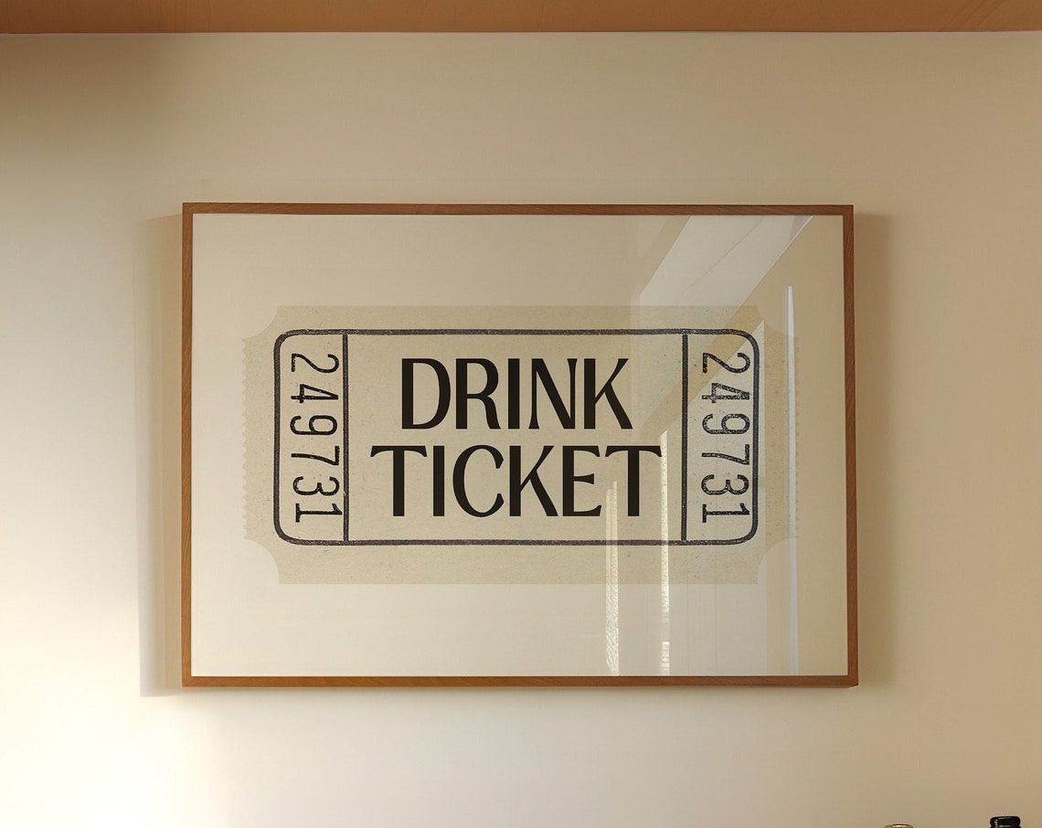 Drink Ticket Retro Typography Numbered Bar Cart Wall Decor Poster