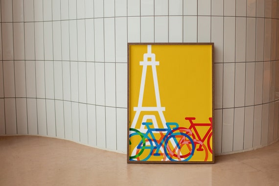 Yellow French Bike Race Poster, Grand Tour Travel Print