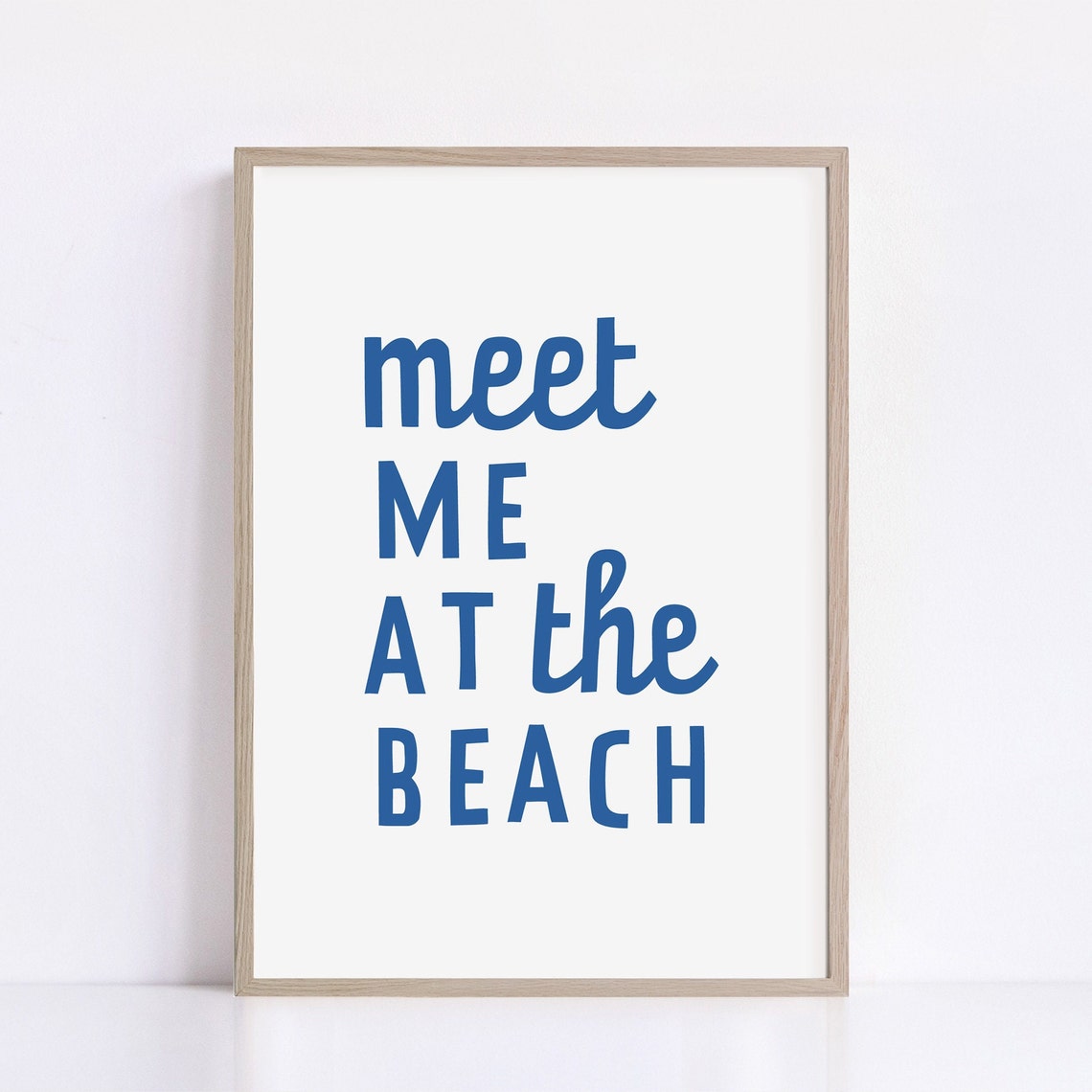 Meet Me At The Beach Blue Coastal Summer Vacation Typography Poster - Image 2