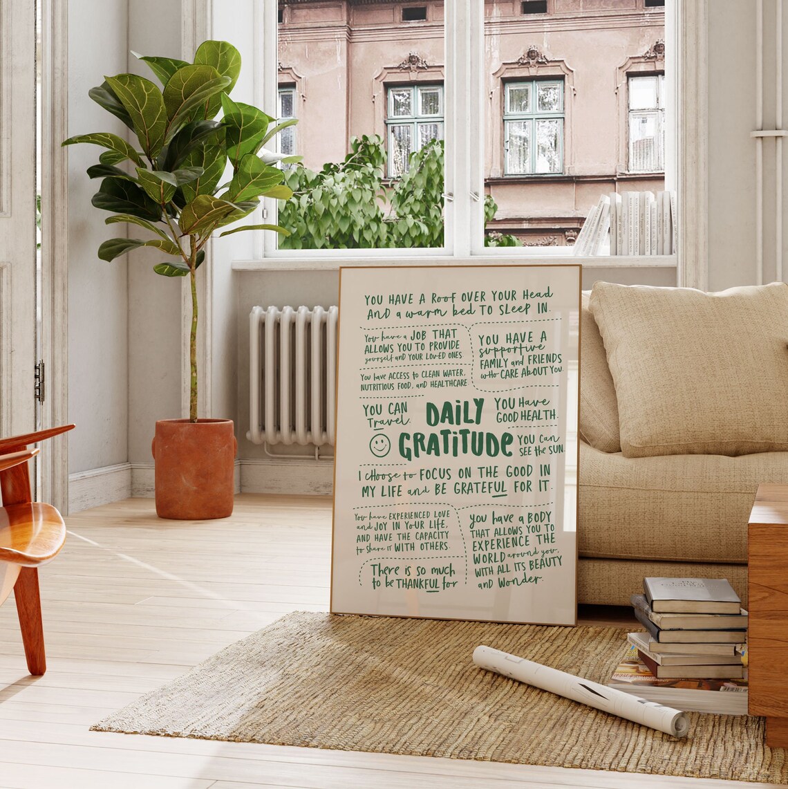 Green Retro Gratitude Art Print, Dorm Decor - Image 3