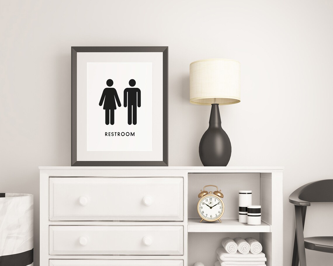 Unisex Restroom Sign, Airbnb Bathroom Art Print - Image 3