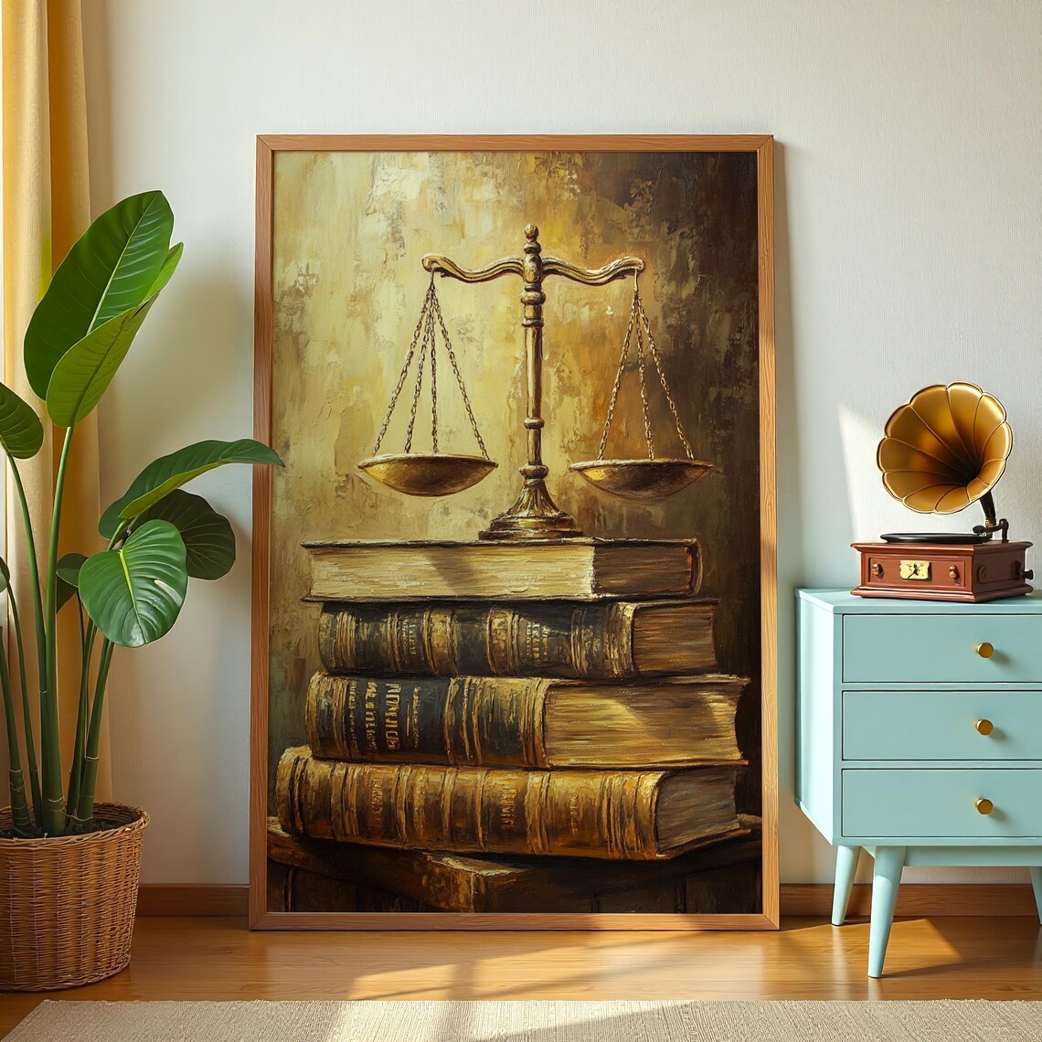 Scales of Justice on Antique Law Books Vintage Legal Art Poster - Image 2