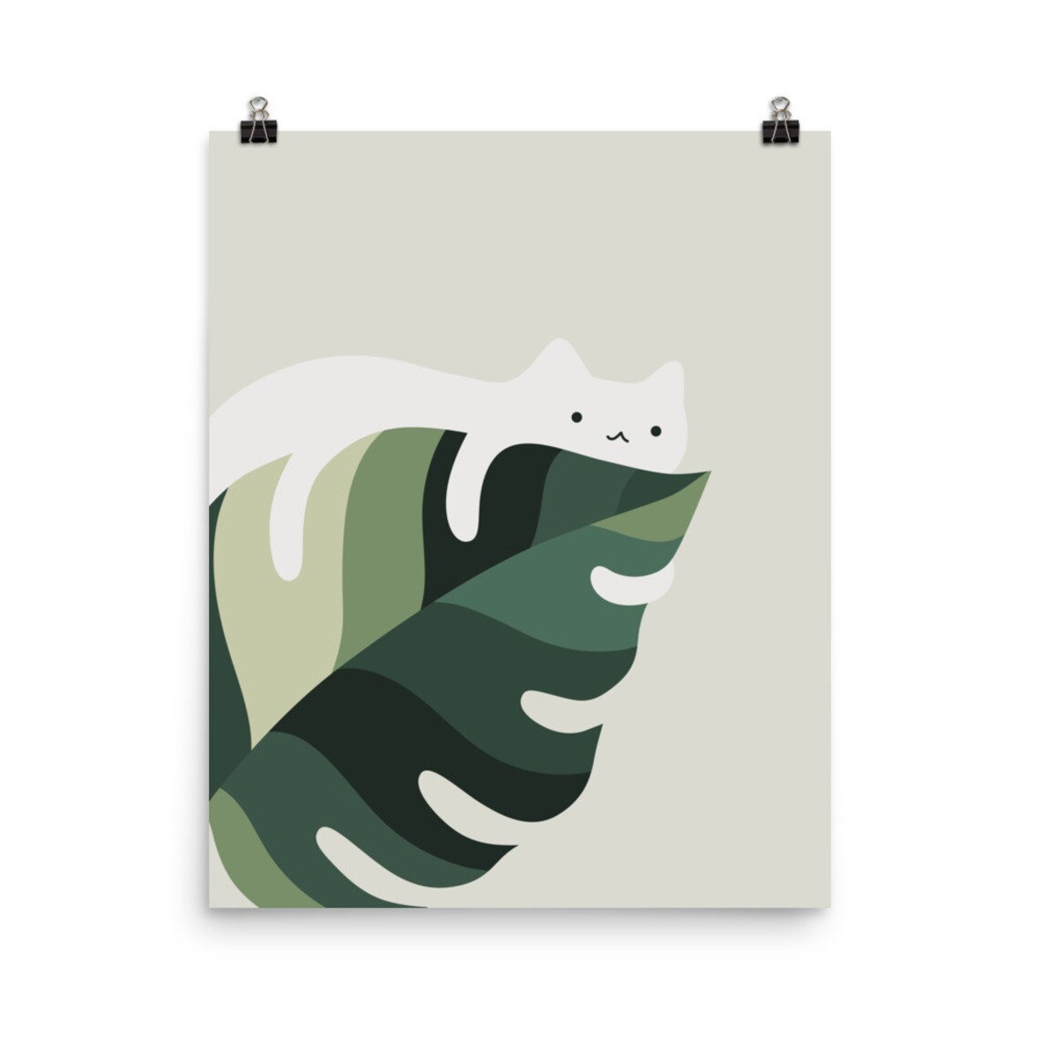 Cat and Plant Art Print, Animal Lovers Decor
