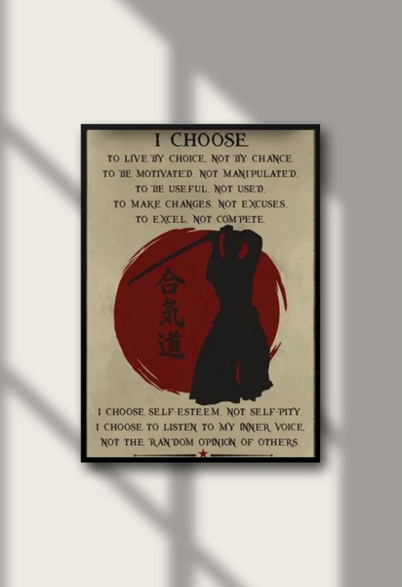 I Choose Samurai Warrior Wall Art Bushido Code Print Zen Motivational Posterjapanese Martial Decor Home Or Office Inspiration
