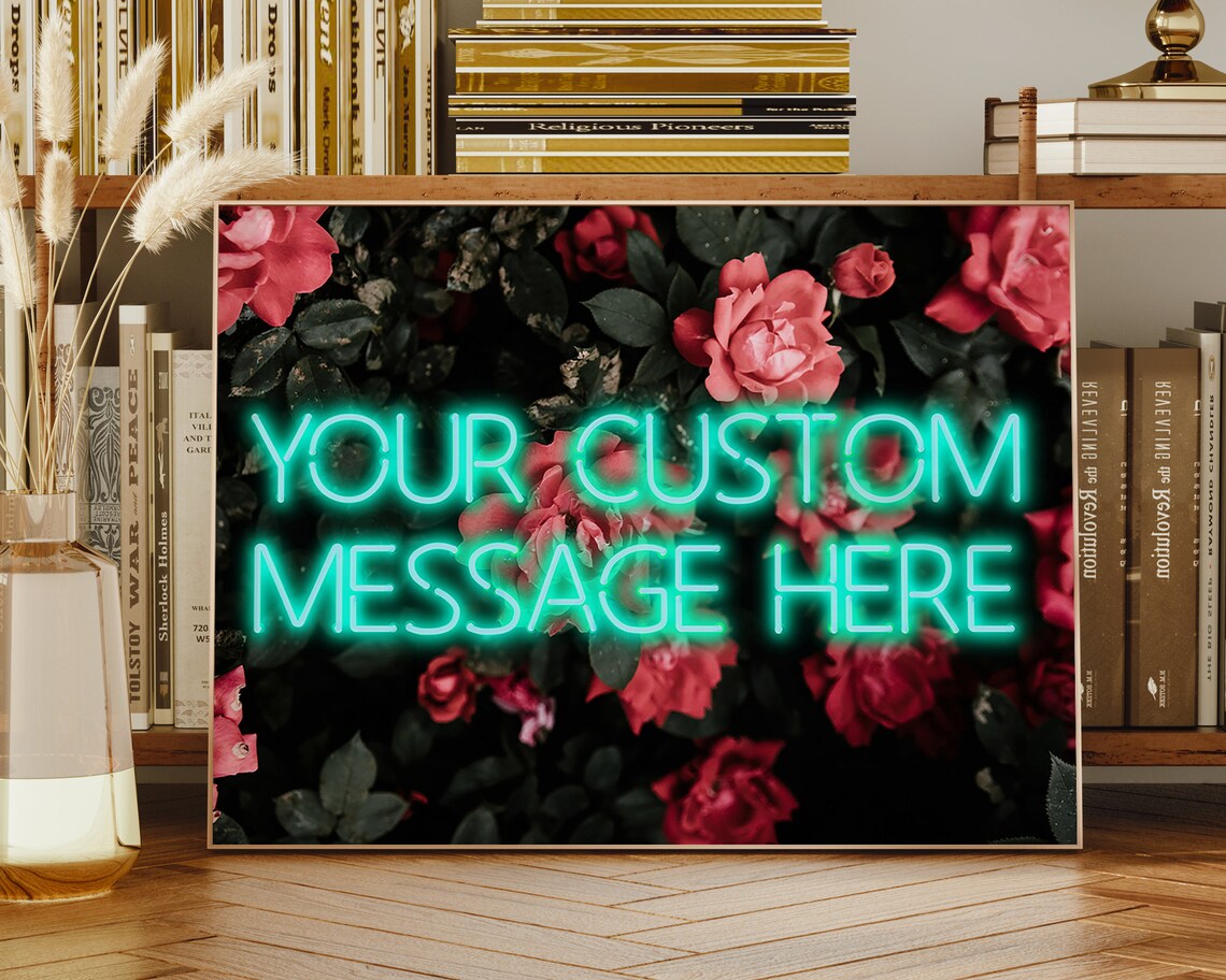 Personalised Neon Botanical Music Lyric Art Print