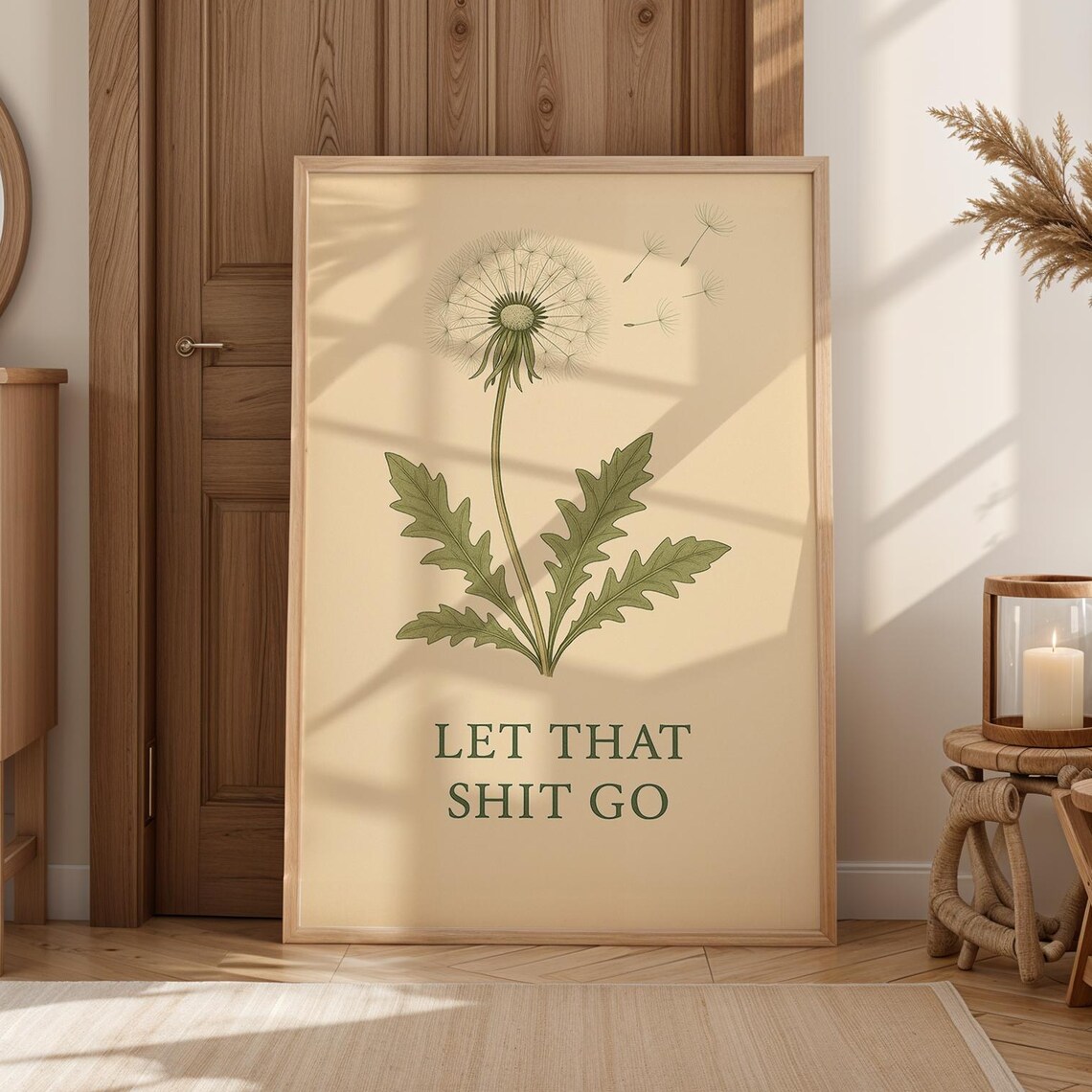 Funny Dandelion Botanical Print, Vintage Style