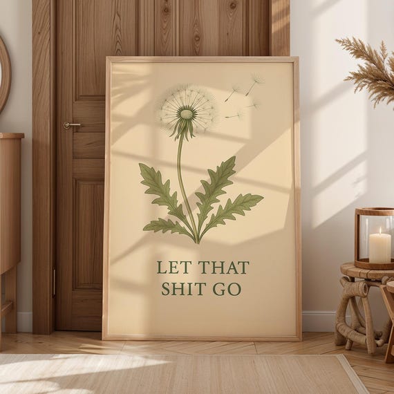 Funny Dandelion Botanical Print, Vintage Style