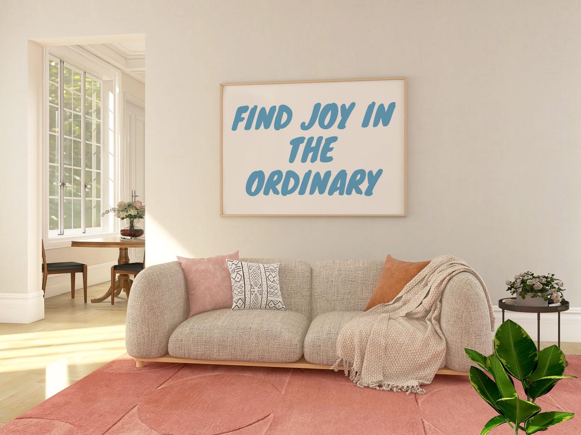 Find Joy In The Ordinary Blue Retro Bubble Lettering Quote Poster - Image 2