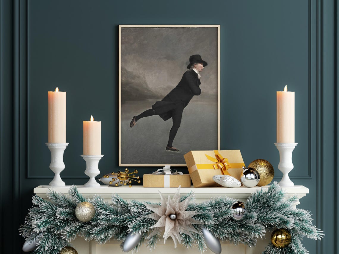Vintage Wall Art Of The Skating Minister Winter Scene Xmas Wall Art Vintage Portrait Of A Man Ice Skating Print - Image 2