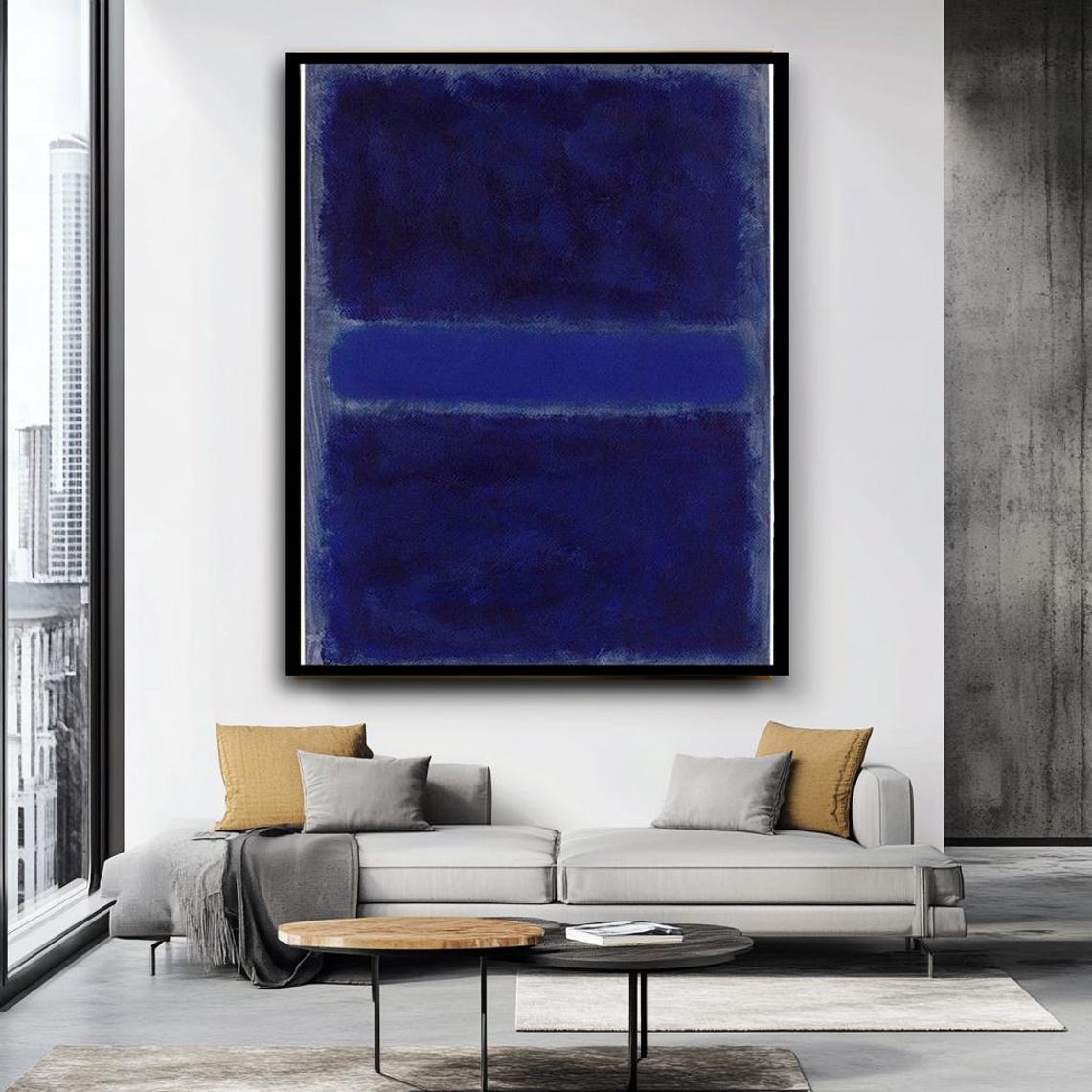 Mark Rothko Style Midnight Blue Color Field Blocks Abstract Poster - Image 3