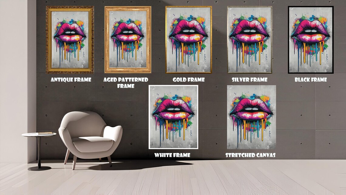 Woman With White Umbrella Rainy Night City Lights Painting Wall Art - Image 4