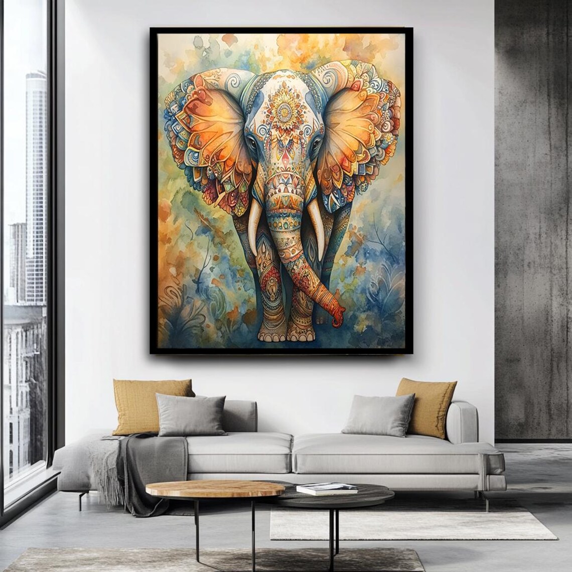 Colorful Mandala Elephant Art Print, Bohemian Decor - Image 3