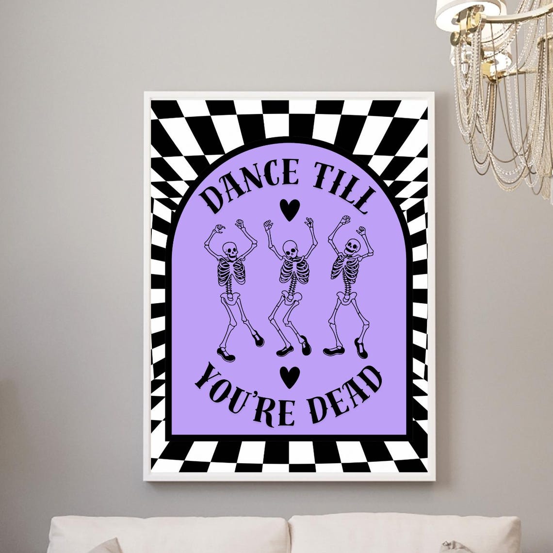 Dance Till Youre Dead Print Skull Wall Art Funky Decor Skeleton Prints Living Room Bedroom