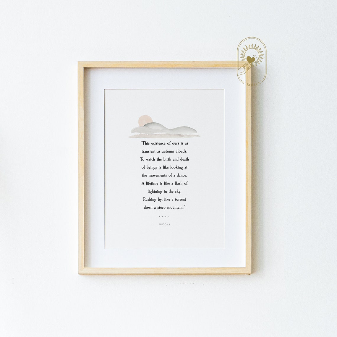 Buddha Transient Existence Autumn Clouds Minimalist Zen Quote Poster