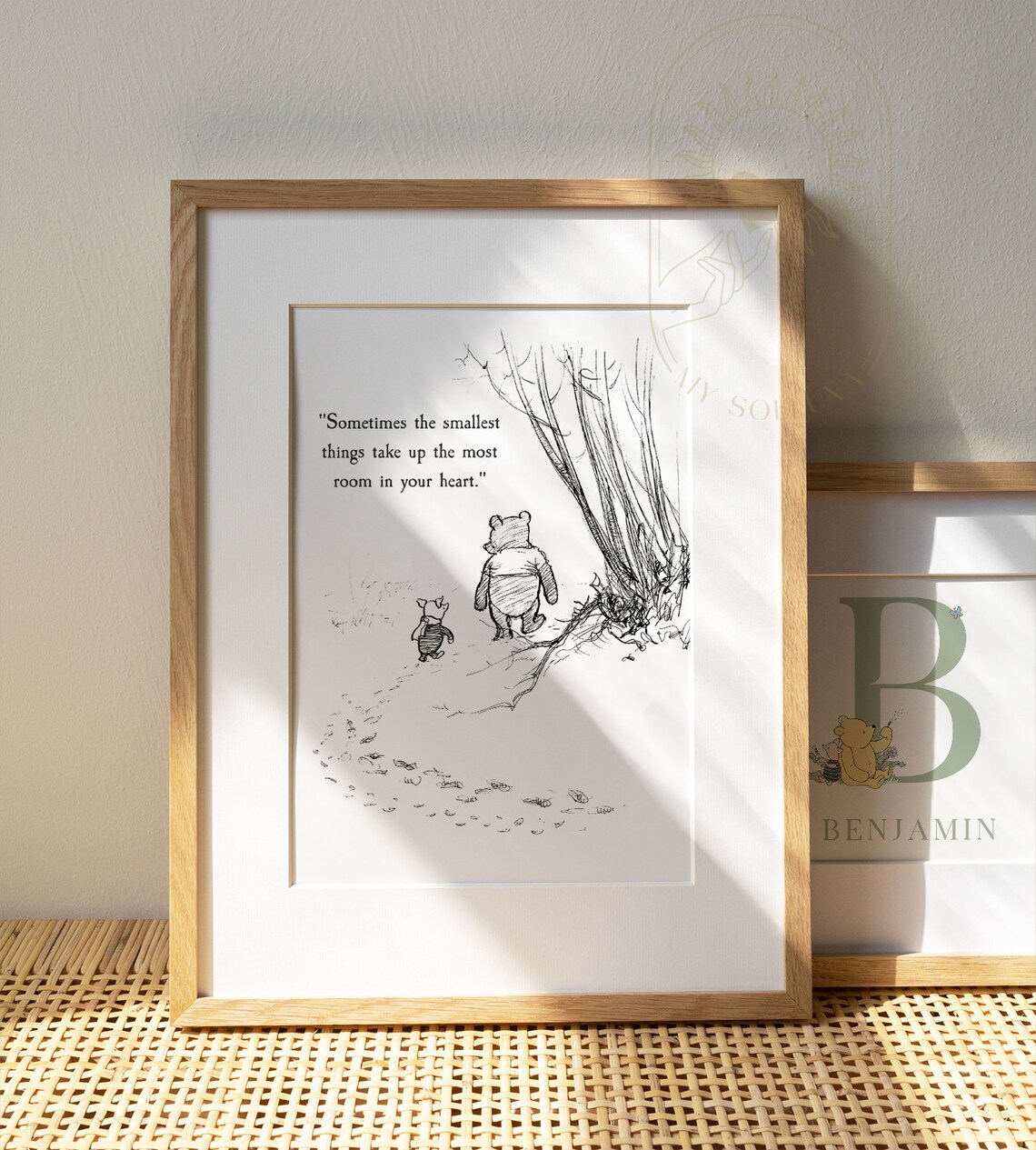 Winnie The Pooh Quote, Vintage Christening Nursery Print - Image 2