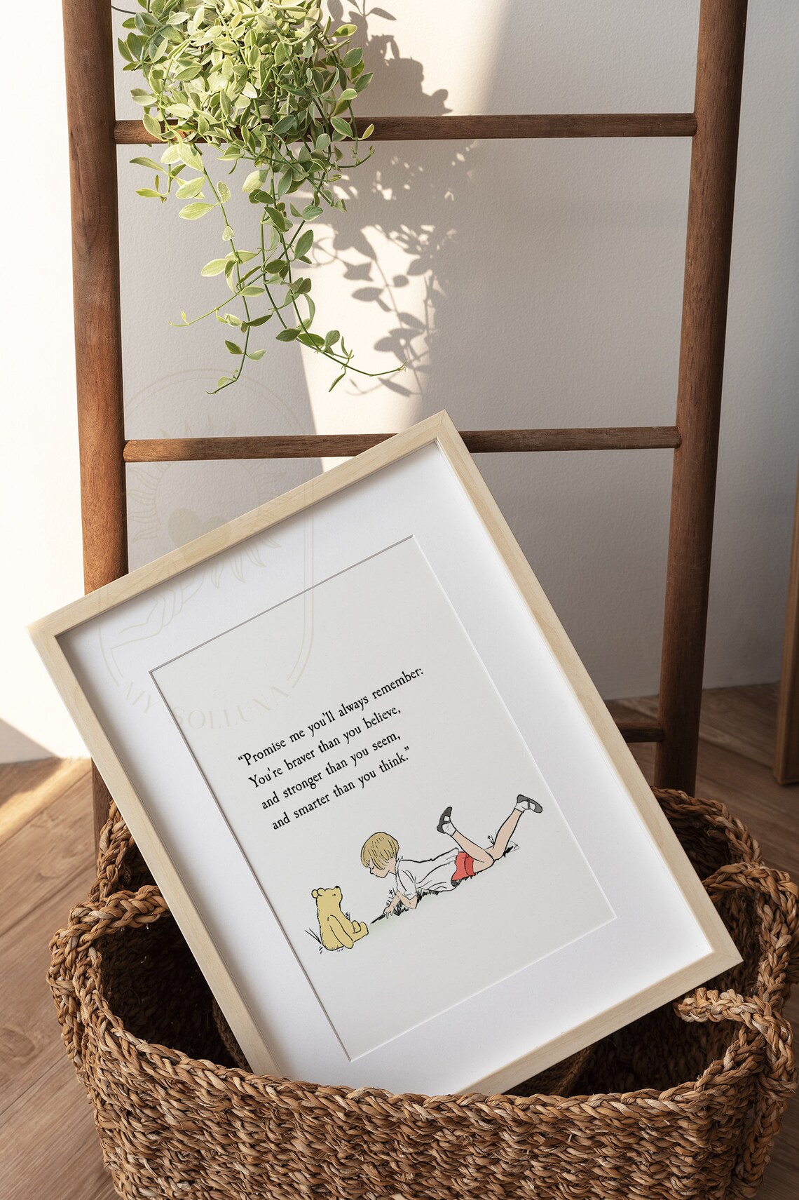 Winnie the Pooh Quote, Vintage Christening Art Print - Image 2