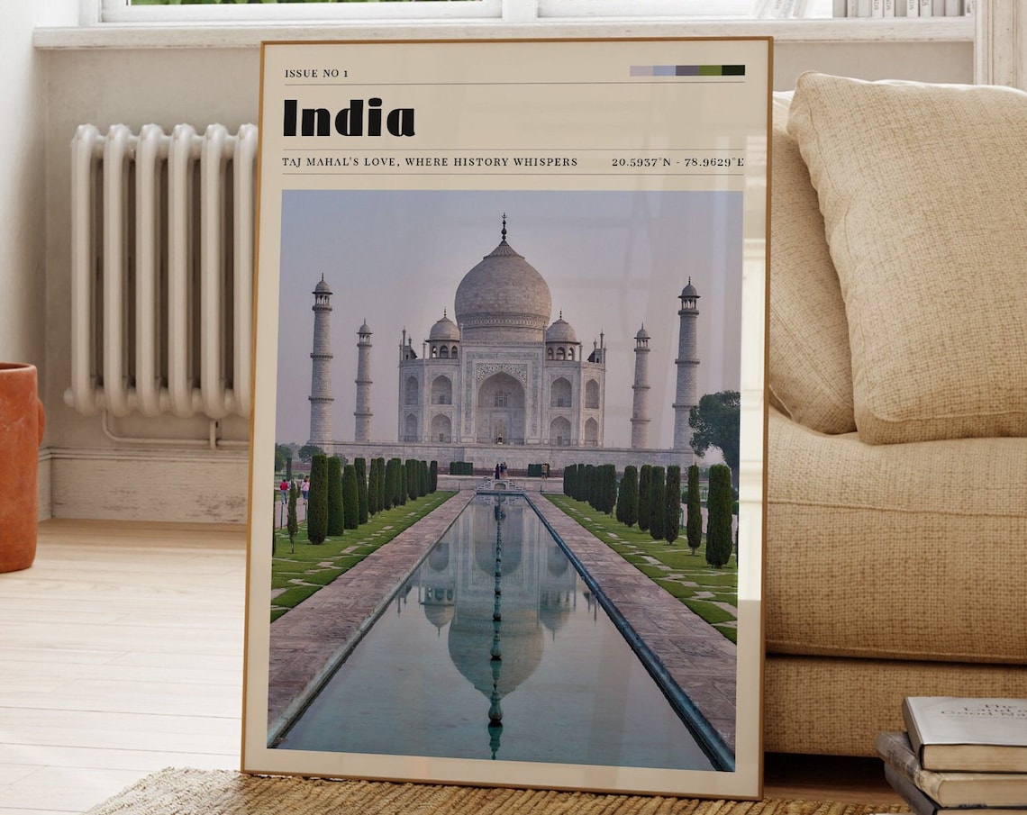 Taj Mahal Travel Poster, Sophisticated Modern Decor