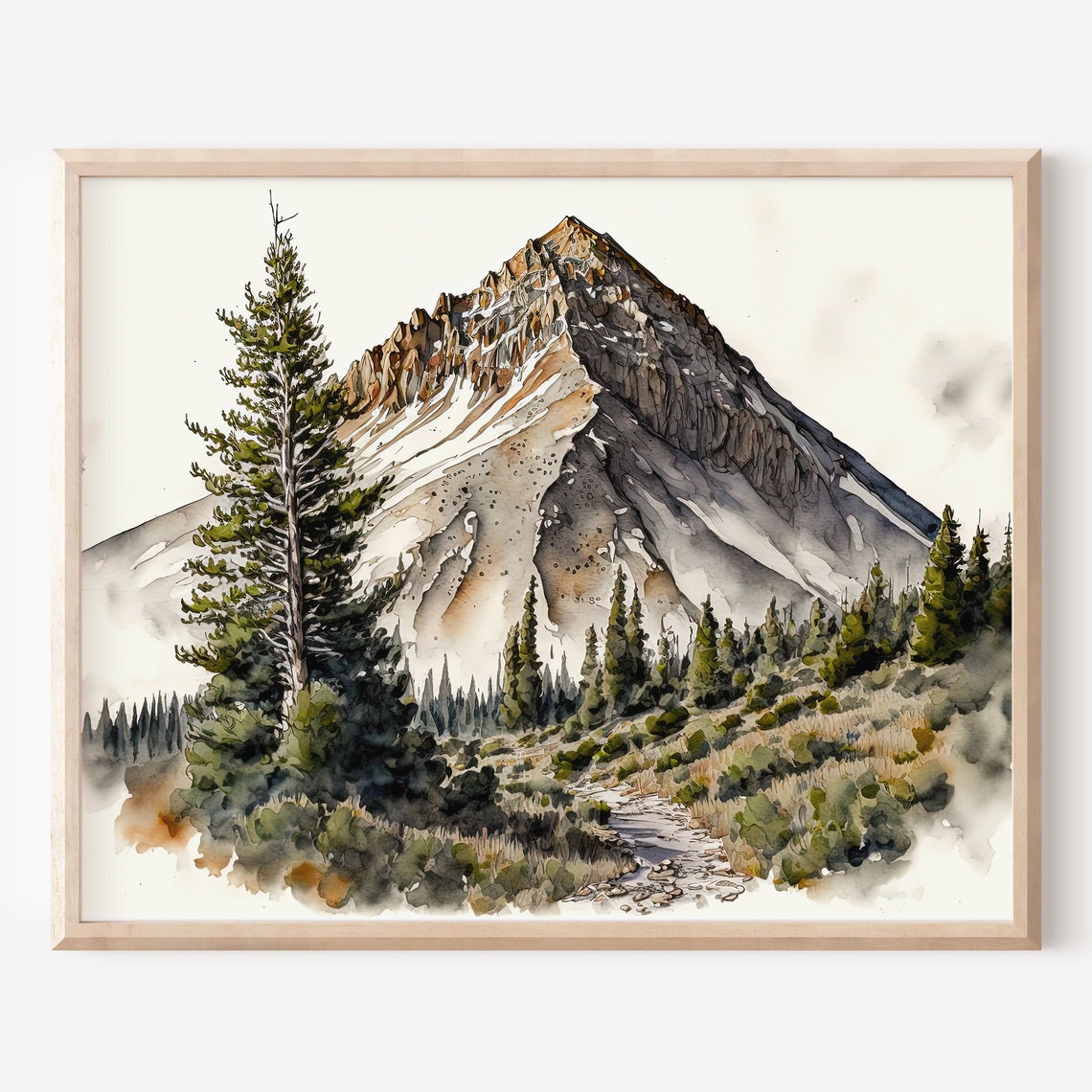 Wilson Peak Rocky Summit Pines Watercolor Mountain Landscape Poster