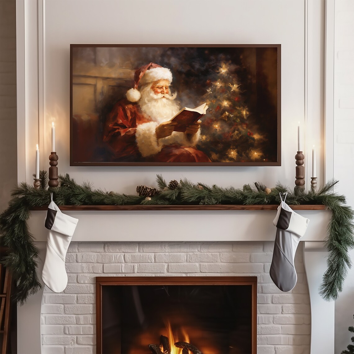 Santa Claus Christmas Art Print, Winter Home Decor