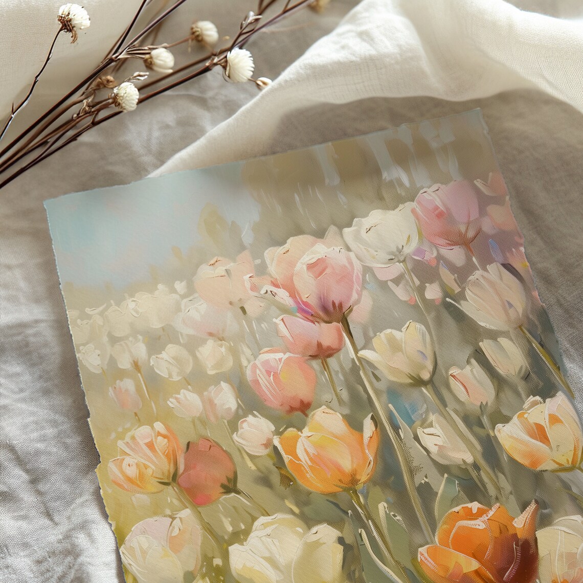 Tulip Landscape Painting, Colorful Floral Spring Print - Image 5